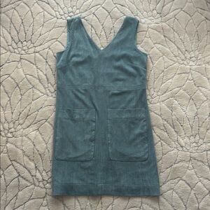 Tahari Blue V-Neck Light Blue Suede Mini Dress